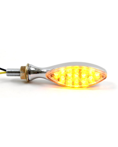 Universal Yellow LED Oval Shape Signal Light 70mm in Chrome *1 pc*