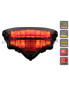 2003-2009 Yamaha FZ6 LED Tail Light with Integrated Alternating Sequential LED Signals in Smoke Lens